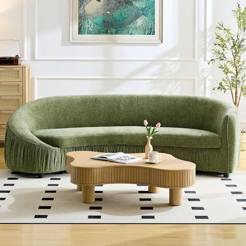 Vista 12 de KEVINSPACE Sofá moderno de 4 plazas con respaldo curvo de 88.58 pulgadas, estilo minimalista, cómodo sofá de 4 plazas con almohadas – Sofá de Beige