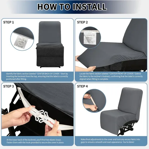 Vista 7 de PureFit Funda de Asiento Adicional para Fundas de Sofá Reclinable, Fundas Súper Elásticas para Sillón Reclinable Grande, Fundas Deslizantes de Sofá