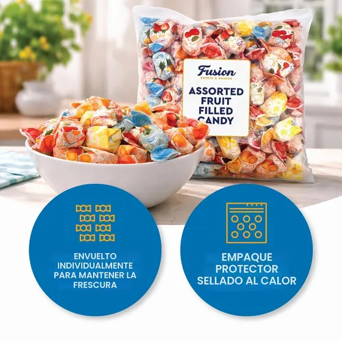 Vista 5 de Arcor Bon Bon Candy relleno de frutas, bolsa a granel de 2 libras, envuelta individualmente