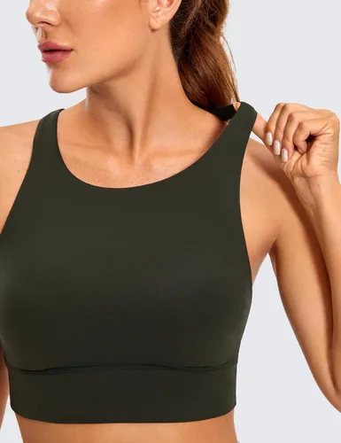 Vista 3 de CRZ YOGA Butterluxe - Brasier deportivo de cuello alto con tirantes delgados para mujer, con relleno, espalda cruzada, para entrenamiento, deportes