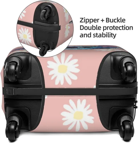 Vista 3 de Funda protectora para maleta de viaje, funda elástica lavable con etiqueta de equipaje, se adapta a maleta de 18 a 21 pulgadas, protector