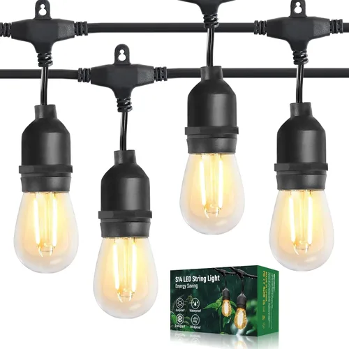 Vista 9 de BRIMAX - Cadena de luces para exteriores de 2 W, 100 pies, grado comercial, con 32 bombillas LED S14 Cadena de luces de patio regulable