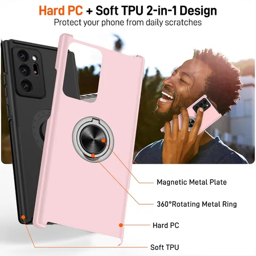 Vista 35 de Gritup - Funda para Galaxy A05S con protector de pantalla HD×2, funda protectora para teléfono a prueba de golpes con soporte magnético de anillo