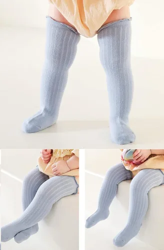 Vista 6 de Calcetines altos hasta la rodilla para bebés, recién nacidos, calcetines de algodón para uniforme de algodón, calcetines de algodón cálido