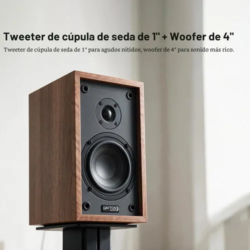Vista 4 de Dayton Audio Par de bocinas de estante Classic B40A con Bluetooth (Madera, 4 pulgadas)