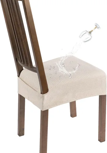 Vista 17 de SearchI Juego de 4 fundas de asiento para sillas de comedor repelentes al Flor roja beige