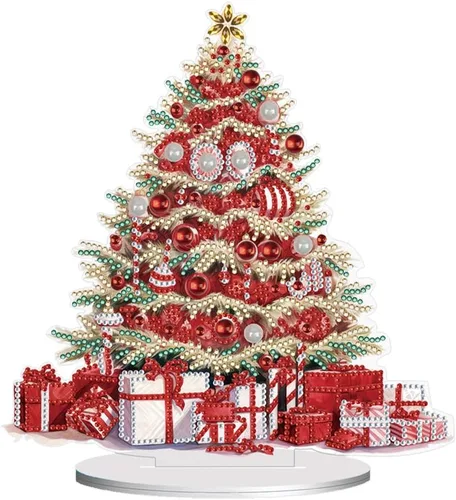 Vista 10 de Kits de Pintura de Diamante de Árbol de Navidad de Orgone Adornos de Escritorio para Adultos - Pintura de Arte de Diamante con Pintura Acrílica por