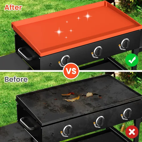Vista 4 de Cubierta de parrilla de silicona Blackstone de 28" de borde completo, accesorios premium de parrilla Blackstone de grado alimenticio, protector