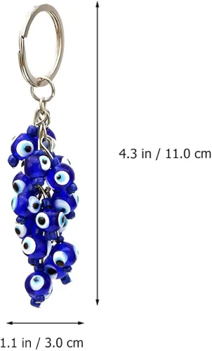 Vista 2 de Glass Eyeball Keychain Metal Eye Beads Keyring Pendants Evil Eye Charms Car Key Ring Holder