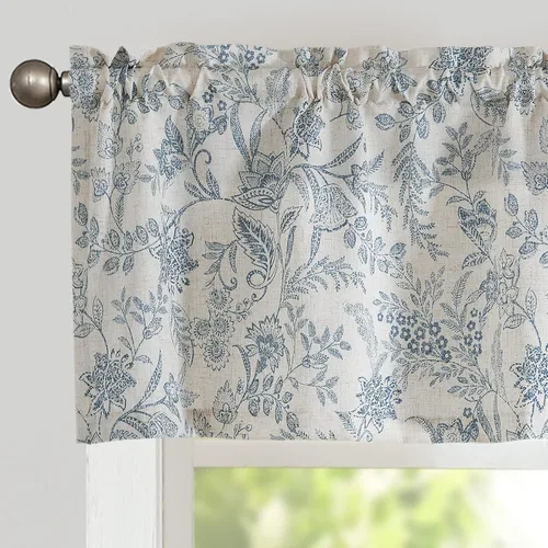 Vista 17 de Vangao Cenefas florales para ventanas verde bosque W50 X 16L 1 panel