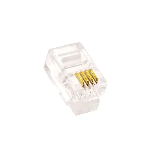 Vista 4 de 100Pack Transparente Color RJ9 Cable Plug 4P4C Conector
