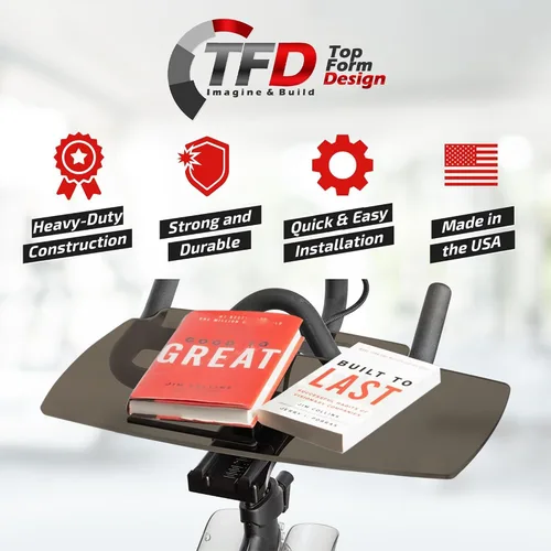 Vista 5 de TFD Sidewinder Bandeja (negro) Compatible con bicicleta Peloton (solo original), fabricada en Estados Unidos Bandeja de escritorio para laptop