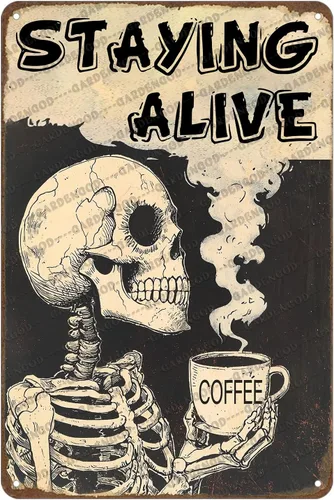 Vista 22 de Cartel de metal de café con diseño de perro y cafetería, diseño de pastor australiano, decoración de pared, 12 x 8 pulgadas