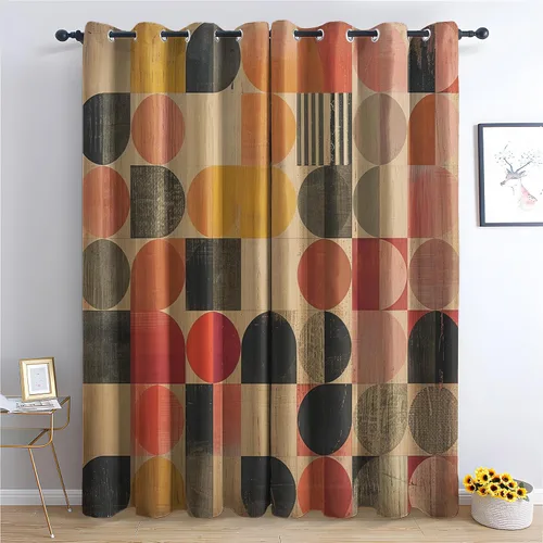 Vista 8 de Cortinas hexagonales blancas y negras, cortinas opacas geométricas para dormitorio, cortinas de ventana modernas, cortinas abstractas llamativas