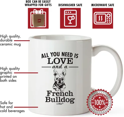 Vista 3 de Taza de regalo para mamá de Bulldog Francés para Navidad, mujeres, hombres, decoración de papá, decoración para amantes, cosas que aman, Bulldog