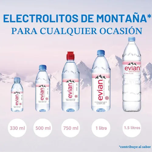 Vista 4 de Evian Agua de manantial natural, botella de 1 L, 12