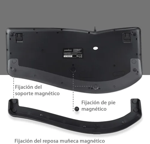 Vista 4 de Perixx PERIDUO-505ES - Combo Teclado y Ratón ergonómico con Disposición de Teclas Dividida - Reposamuñecas Ajustable - QWERTY