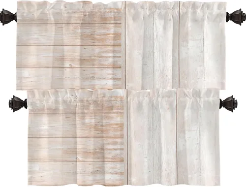Vista 70 de Shrahala Floral Abstract Design Blackout Curtain Tiers, Minimalist Flower Illustration Kitchen Valance Light Blocking Tier Drapes with Rod Pocket, 2