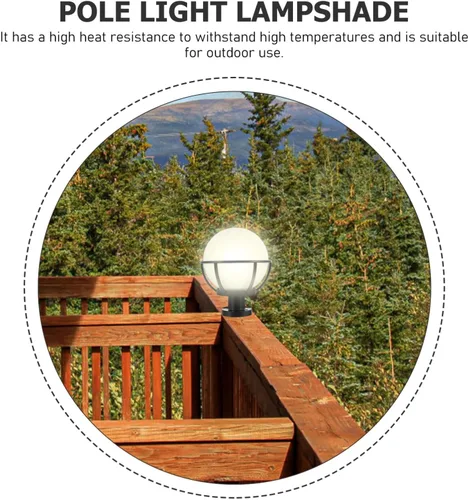 Vista 7 de Lámpara de globo para montaje en poste al aire libre, pantalla acrílica blanca con base de acero inoxidable, enchufe E27 impermeable para jardín