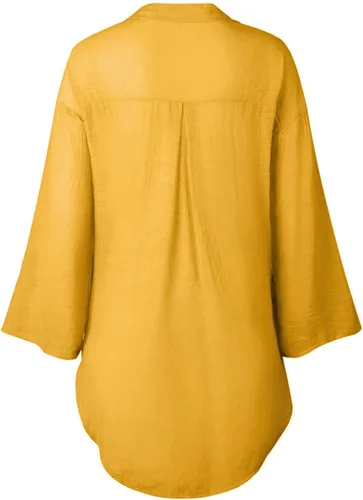 Vista 45 de Camisas de manga larga con botones para mujer, asimétricas, casuales, con cordones, túnica de gran