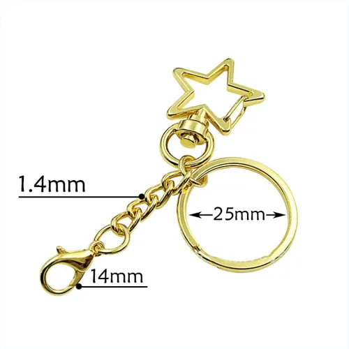 Vista 2 de Llavero con diseño de estrellas, con cierre de mosquetón, metal para bricolaje, accesorios creativos, pentagrama, con cierre de langosta