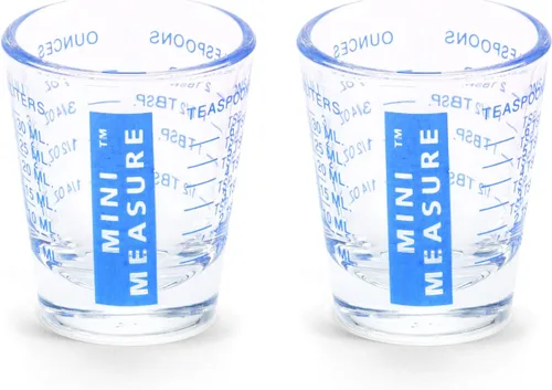 Vista 21 de Kolder Medida Mini de Vidrio Pesado, 20 Mediciones Incrementales Vaso de Chupito Medidor Multiusos para Líquido y Seco, Negro, Juego de 2