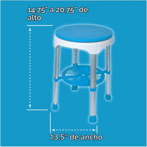 Vista 10 de Carex Taburete de baño y taburete de bañera giratorio fácil – Taburete de ducha, asiento de baño giratorio ajustable y silla de ducha para ancianos