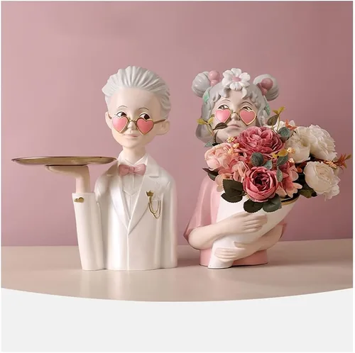 Vista 8 de Estatua china de feng shui, escultura moderna para parejas, decoración para el hogar, creativa, sala de estar, dormitorio, escultura de resina