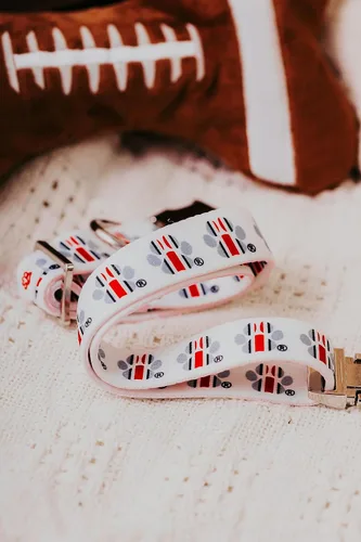 Vista 4 de Ohio State Buckeye - Collar para perro con estampado de patas (pequeño)