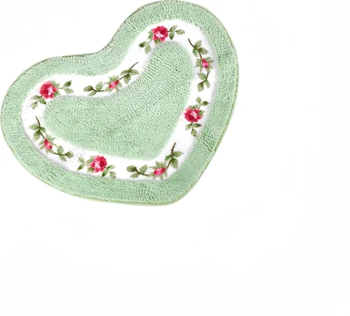 Vista 8 de Bonita alfombra de área de flores de rosas en forma de corazón para un baño súper suave, antideslizante, absorbente, alfombra de baño floral Azul