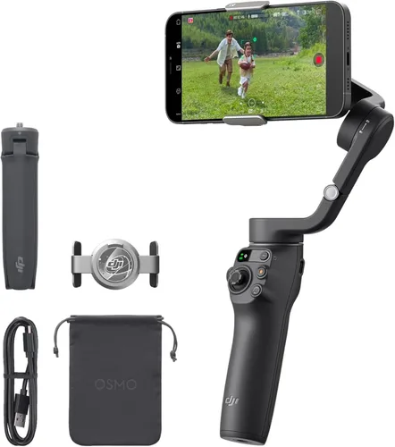 Vista 8 de DJI Osmo Mobile 6 - Estabilizador de cardán para teléfono inteligente, cardán de 3 ejes, barra de extensión integrada, portátil y plegable, cardán
