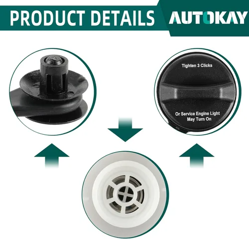 Vista 2 de AUTOKAY 95995094 Tapa de depósito de combustible con correa compatible con Chevy GMC Buick Pontiac