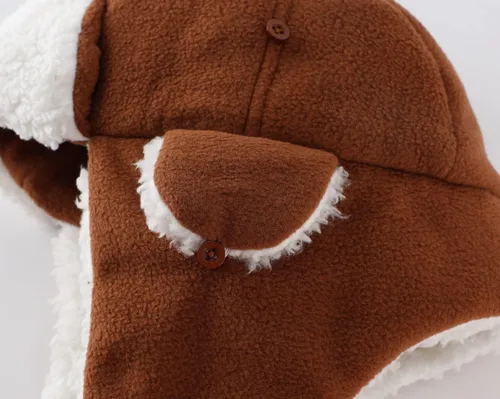 Vista 7 de Home Prefer Sombrero de invierno para niños pequeños con orejeras largas, sombrero de trampero de forro polar cálido