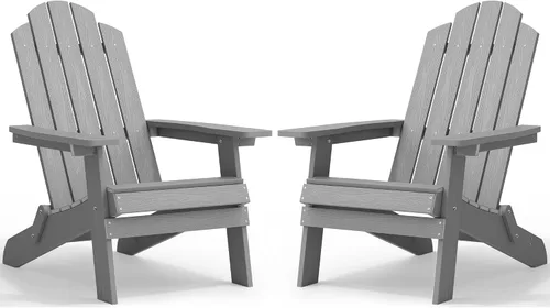 Vista 31 de MXIMU Silla Adirondack plegable para exteriores: sillas Adirondack fáciles de montar y cómodas, silla de plástico compuesto para todo tipo de clima