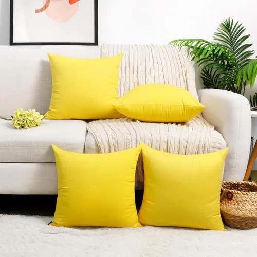 Vista 14 de Coddsmz Paquete de 4 fundas decorativas de 100% algodón para cojín cuadrado, funda de almohada de color liso para bricolaje, para sofá y dormitorio
