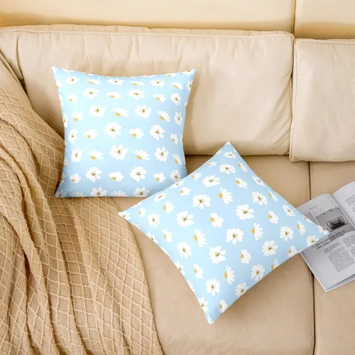 Vista 2 de Pack of 1 Daisy Florals Throw Pillow Cover,Cartoon Wildflowers Square Cushion Case Set Retro Country Style Decor Throw Porch Pillow Cases for Living