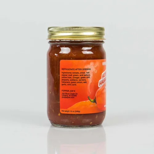 Vista 3 de Pepper Joe's Salsa Habanero Fiery - Salsa habanero asada picante gourmet con pimientos frescos - Tarro de 12 onzas de salsa picante