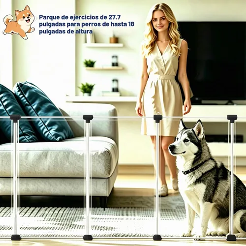 Vista 6 de BRIAN & DANY Dog Playpen Portable for Small Animals, Dog Play Pen Indoor, Transparent Pet Playpen for Puppies, Cats, 40" L x 40" W x 28" H