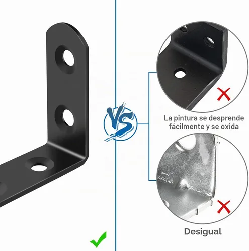Vista 3 de 16 piezas de conjuntos de soportes de esquina en L de acero inoxidable, soporte de ángulo recto de 90 grados con 64 piezas de tornillos, el soporte
