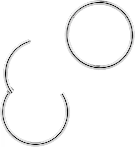 Vista 14 de 2pcs Titanium Hinged Hoops Segment Septum Nose Rings Sleeper Earrings Negro