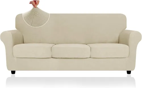 Vista 51 de ZNSAYOTX 2026 Funda de silla a rayas de 2 piezas (79 cm - 117 cm), funda de sillón elástica gruesa con banda elástica antideslizante y lazos