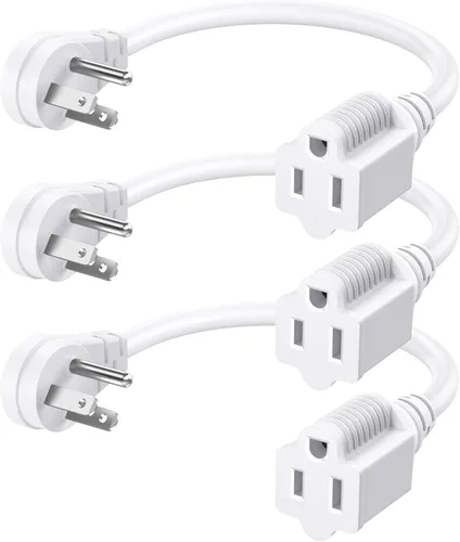 Vista 14 de DEWENWILS Cable de extensión corto de 1 pie, cable de extensión de cabeza plana para interiores con 3 puntas, cable de alimentación de perfil bajo