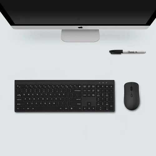 Vista 8 de Combo de teclado y ratón inalámbricos, teclado silencioso de computadora de tamaño completo con botón de calculadora, ratón de 2400 DPI, clic