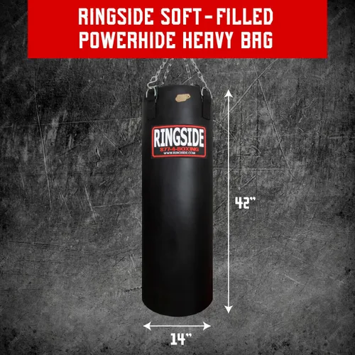 Vista 2 de Ringside Bolsa Pesada de Boxeo y Golpeo Powerhide de 100 libras (Relleno Suave) Negro, 100 LBS