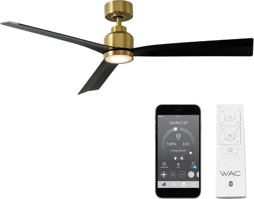 Vista 13 de Ventilador de techo inteligente compatible Clean de 3 aspas para interiores y exteriores, aluminio cepillado de 52 pulgadas con kit de luz LED