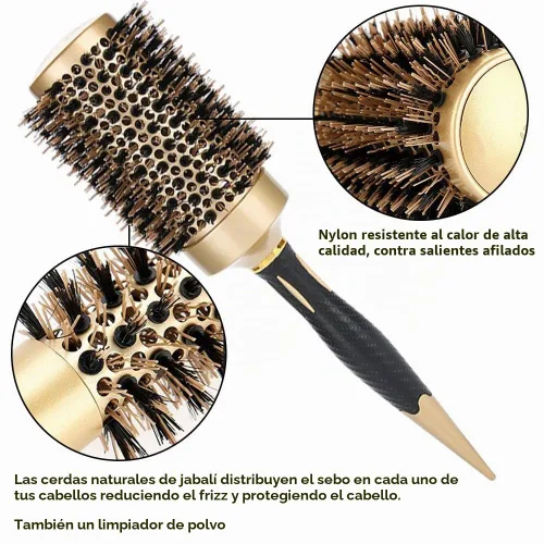Vista 3 de Cepillo para el Cabello, Juego de Cepillos Redondos para Secado con Secador - Cepillo Profesional de Cerdas de Jabalí para Peinado, Tecnología