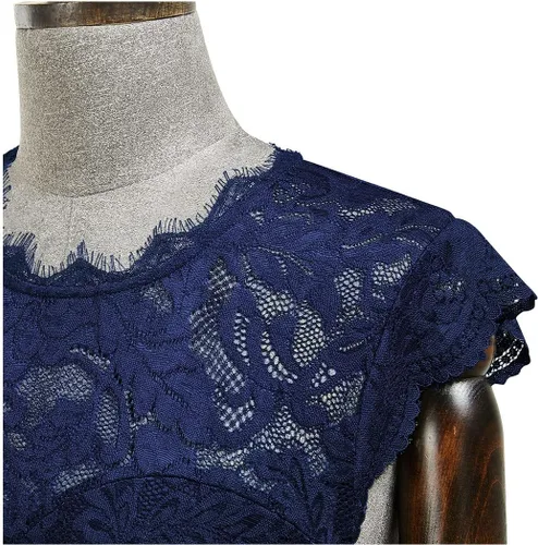 Vista 8 de MISSMAY Vestido largo de boda formal sin mangas con encaje floral retro para mujer