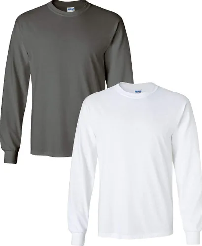 Vista 163 de Gildan Camiseta de manga larga de algodón ultra para adulto, estilo G2400, paquete múltiple Militar + ceniza.