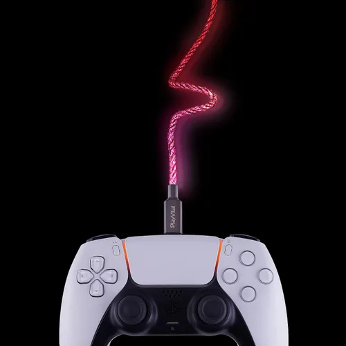 Vista 4 de PlayVital Cable de carga iluminado de 3.28 pies para controlador PS5, cable de carga USB tipo C para Gamepad, cable de datos universal con luz LED