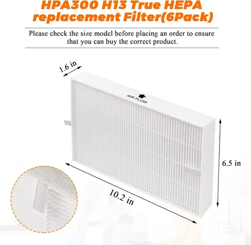 Vista 5 de Filtro de repuesto HPA 300, filtro purificador de aire HPA300 R, compatible con purificador de aire Honeywell HPA 300 HPA200 HPA090 Series